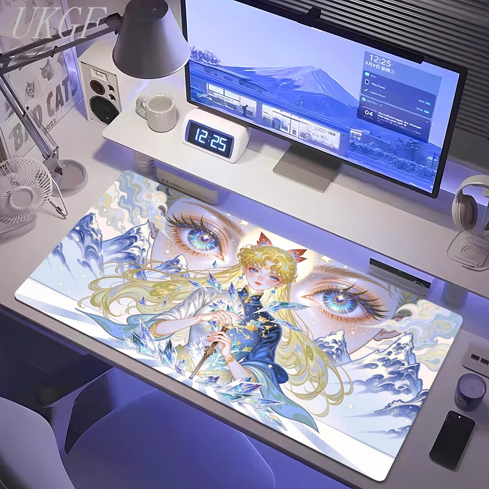 

Anime Waterproof Pad Computer Mouse Desk Mat Large Eyes Beautiful Girl Color Keyboard Mouse Ped Table Pads Xxl Stitch Things Mat