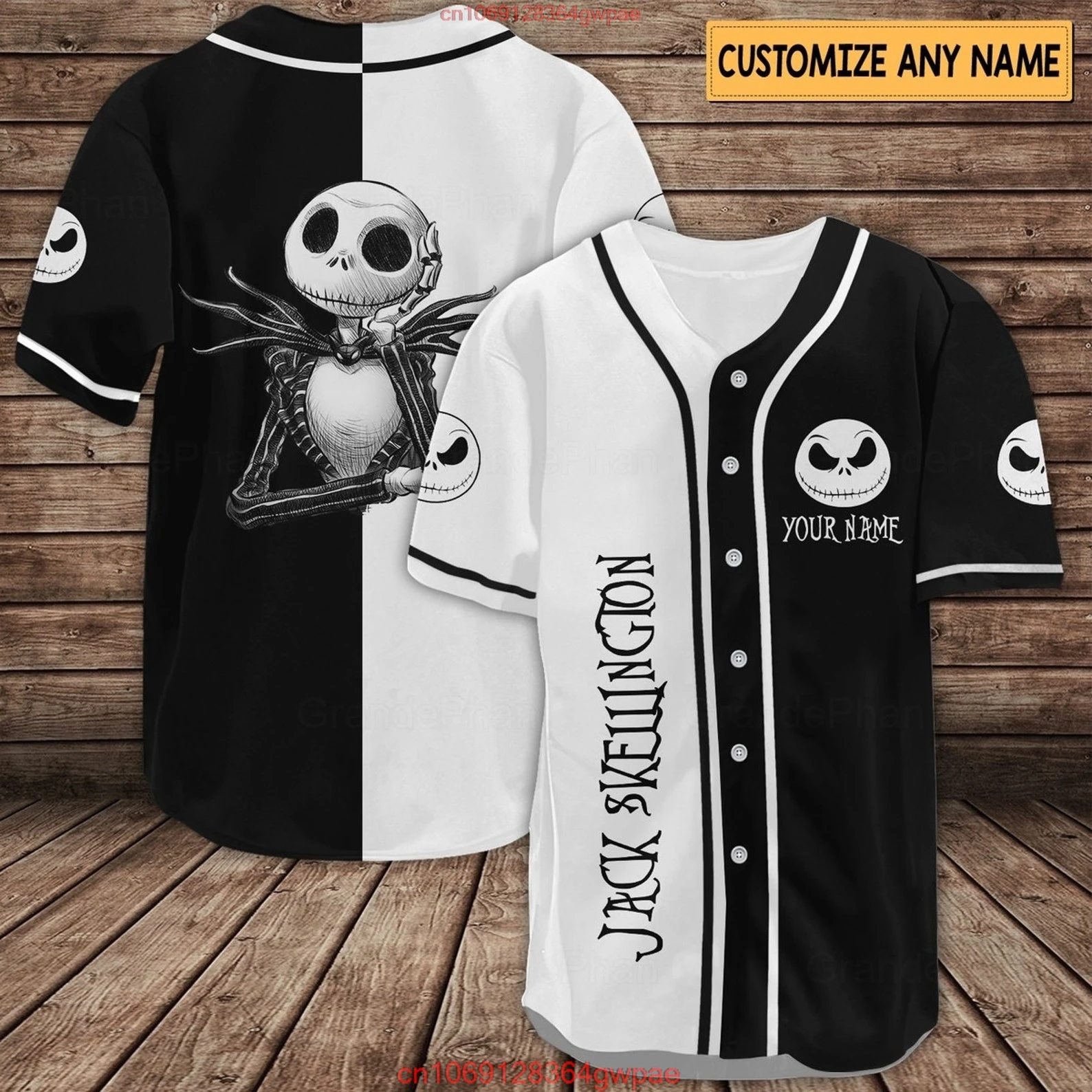 Jack Skellington Honkbal Jersey Heren Korte Mouw Jersey Disney Jack En Sally De Nachtmerrie Voor Kerst Honkbal Jersey