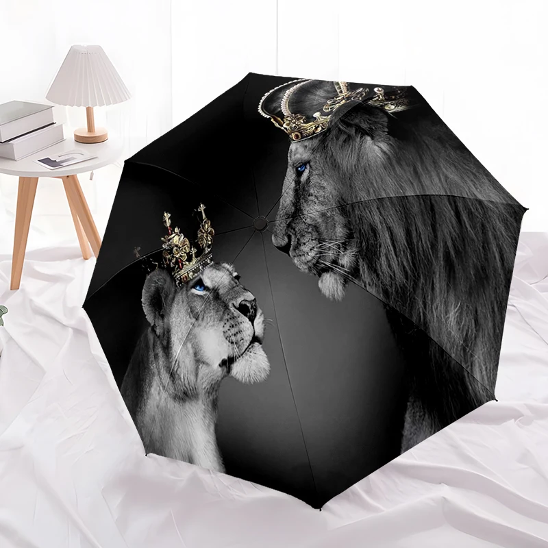 1PC Lion King Umbrella, Lightweight & Portable, 8-Rib Iron Frame, Perfect for Outdoor Travel, Home Accessory, Christmas Gifts