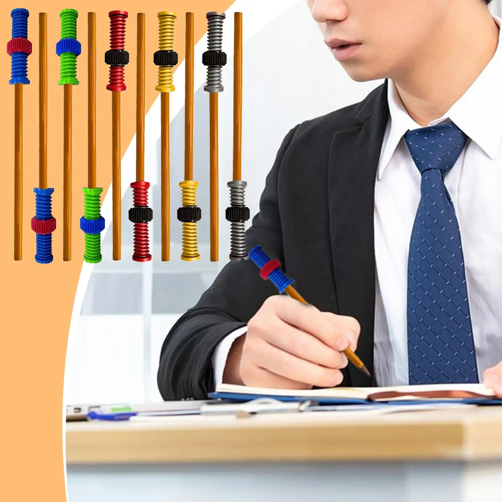 قلم فيدجيت للبالغين مكون من 10 قطع من أقلام الرصاص الخشبية مع ألعاب حسية صامولة قلم دوار للبنين والبنات والمراهقين في المدارس المنزلية
