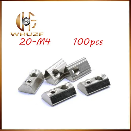 

Т-образный алюминиевый экструзионный Профиль 100 шт. 20-M4 эластичная гайка M4 T рулонные шариковые пружинные гайки 2020 серия алюминиевый экструзионный Профиль 6