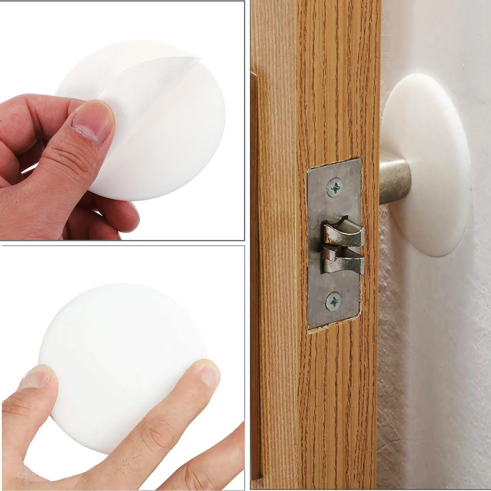 10 Uds perilla de puerta estera anticolisión de silicona almohadillas adhesivas Protector de pared de parachoques gabinete tapón amortiguador de sonido blanco
