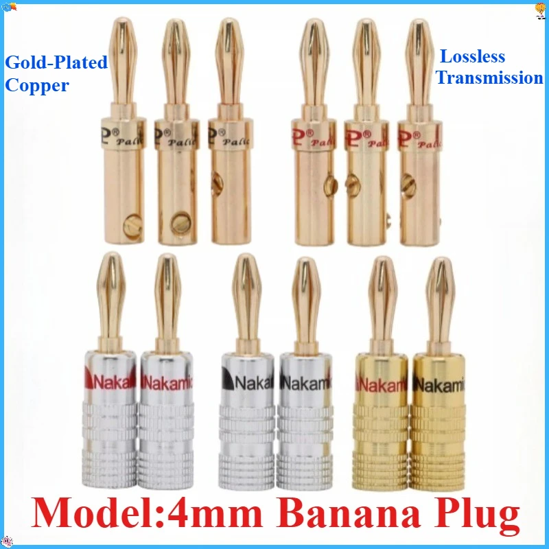 

2PCS/4PCS Nakamishi Brass Loudspeaker Box Midcourse Fever Grade Fully Gilded with 4mm Banana Plug Solderless Horn Wire Plug