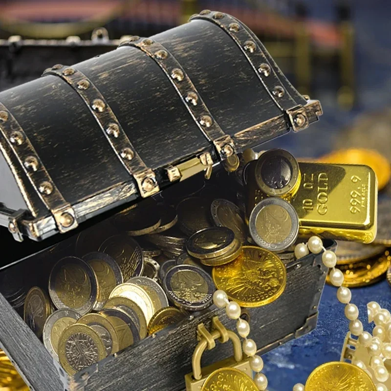 2025 Retro Kotak Harta Karun Bajak Laut Kotak Perhiasan Penyimpanan Organizer Halloween Bajak Laut Pesta Alat Peraga Dekorasi Hadiah Ulang Tahun Anak