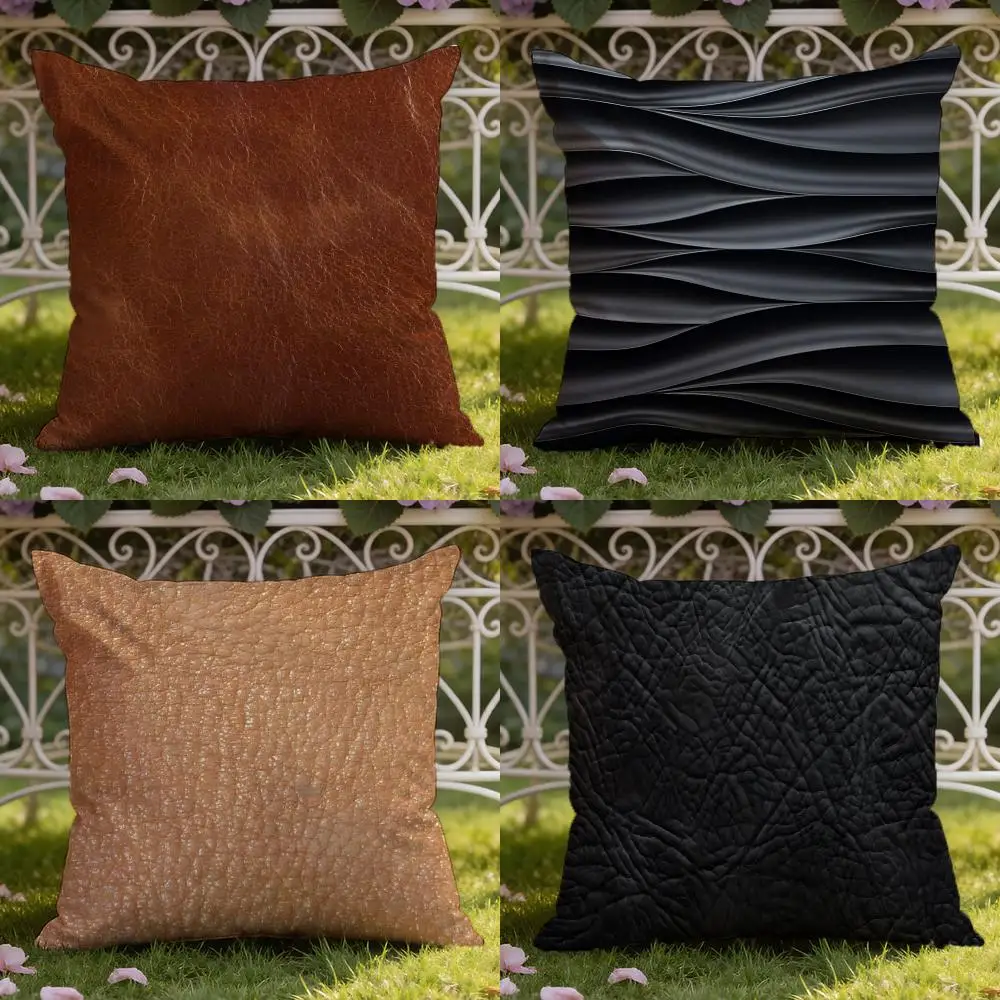 Leather Texture Cushion Cover Home & Car Dual-Scene Pillow Cover: Reversible for Premium Comfort