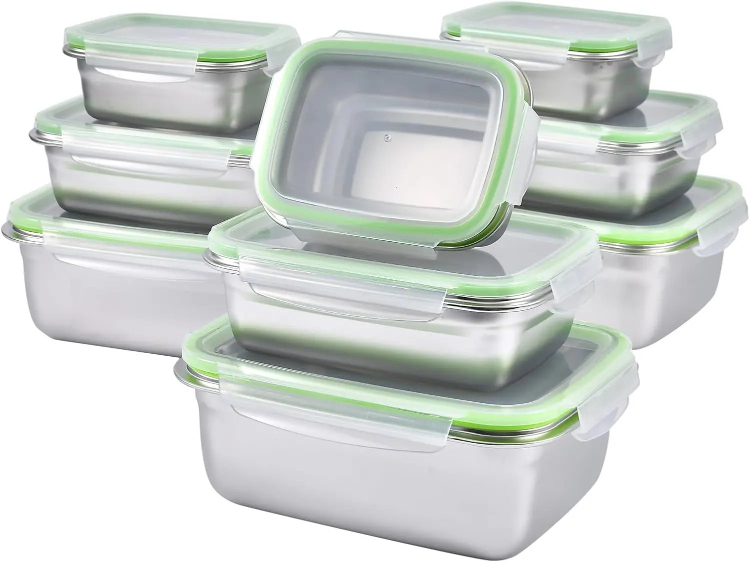 

Stainless Steel Food Storage Containers | Leak Proof & Airtight Lids | Set of 9 Containers, Dishwasher & Freezer Safe
