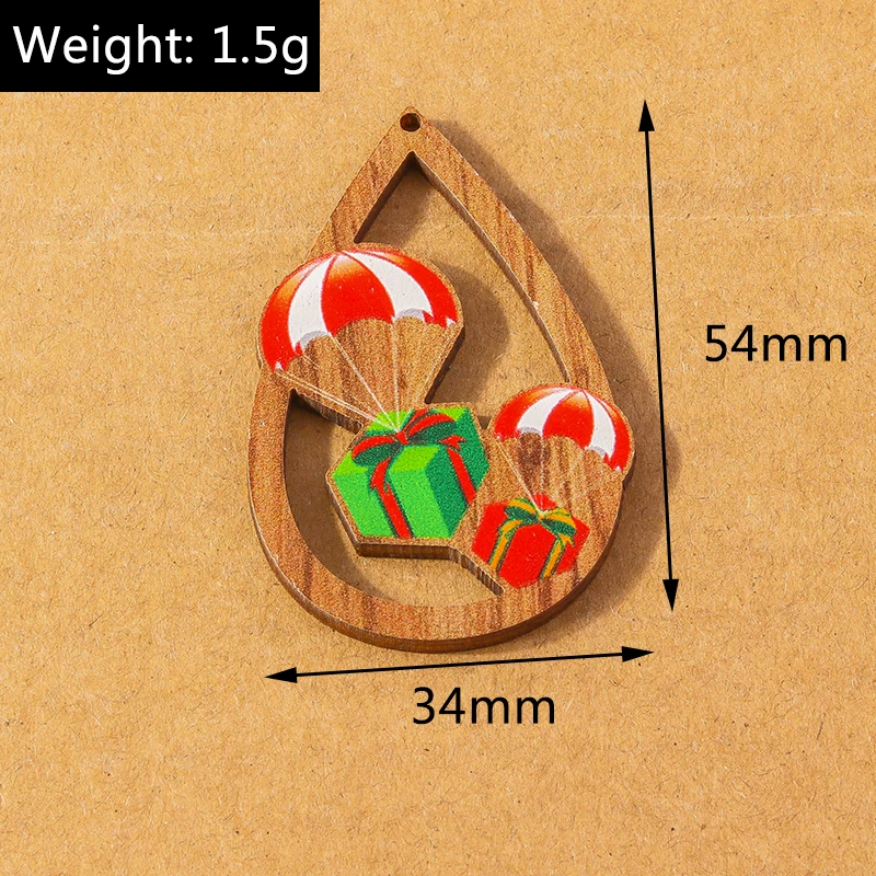 10 Stück Holzanhänger in Wassertropfenform für Weihnachtsschmuck, Hirsch- und Weihnachtsmann-Anhänger, DIY-Halsketten- und Ohrring-Zubehör – Detail 8