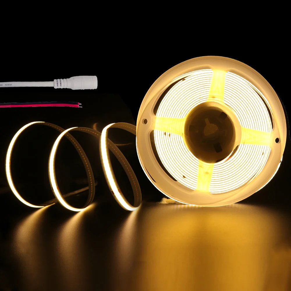 12V 24V COB LED Strip Light 320 480 528 LEDs High Density Flexible COB Led Tape Dimmable RA90 Warm Natural White Linear Lighting