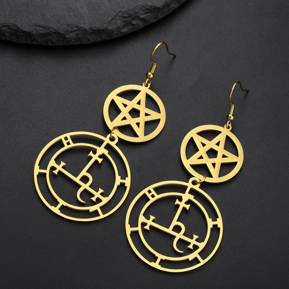 Dawapara Wheel of Hecate Pentagram Ohrringe Sigil of Lilith Mondgöttin Pentagramm Symbol Edelstahl Ohrringe Wicca Schmuck – Detail 18