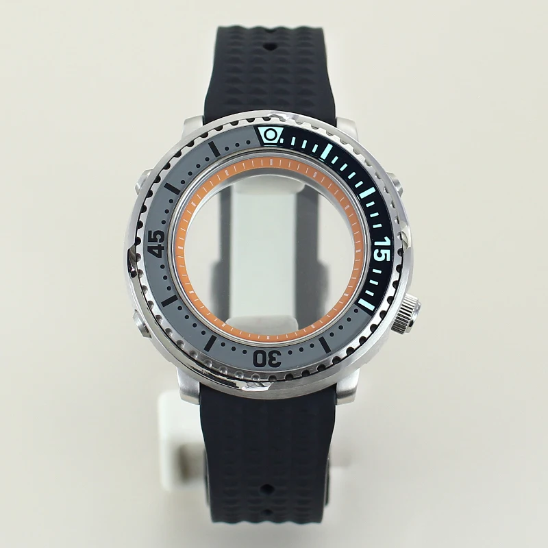 Корпус часов из нержавеющей стали 43,3 мм, резиновый ремешок с сапфиром для NH35 NH36 34, механизм 28,5 мм, модифицированный циферблат, консервированные детали с тунцом, безель C3