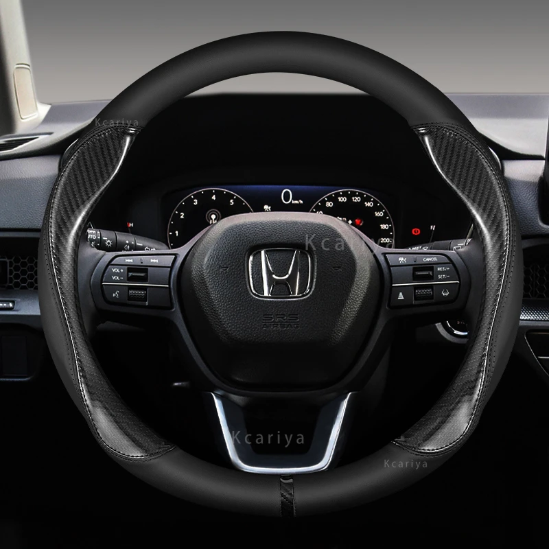 For Honda CRV Steering Wheel Cover Genuine Leather Carbon Fiber 2.0L 2004 2.4L 2005 2007 2008 2010 2012 2013 2015 2016