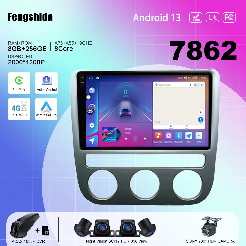 

7862 CPU Android For Volkswagen VW Scirocco EOS 2009-2016 Auto Radio multimedia player navigation GPS No 2din DVD 5G WiFi BT