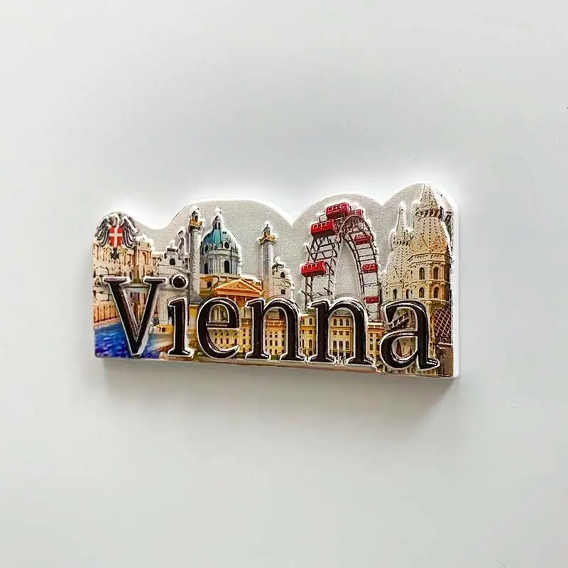 Magnete Frigo 3D Vienna Austria – Souvenir Di Viaggio Fatto A Mano In Metallo – Decorazione Casa E Cucina – Regalo Originale