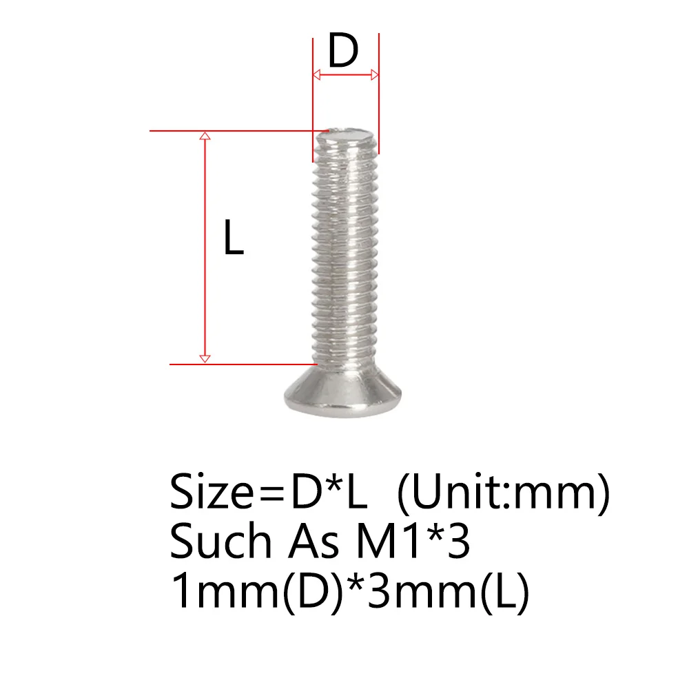 M1 M1.4 M1.6 M2 304 Stainless Steel Countersunk Phillips Small Screw Cross Spectacle Screw Flat Head Glasses Watch Bolt Box Kits