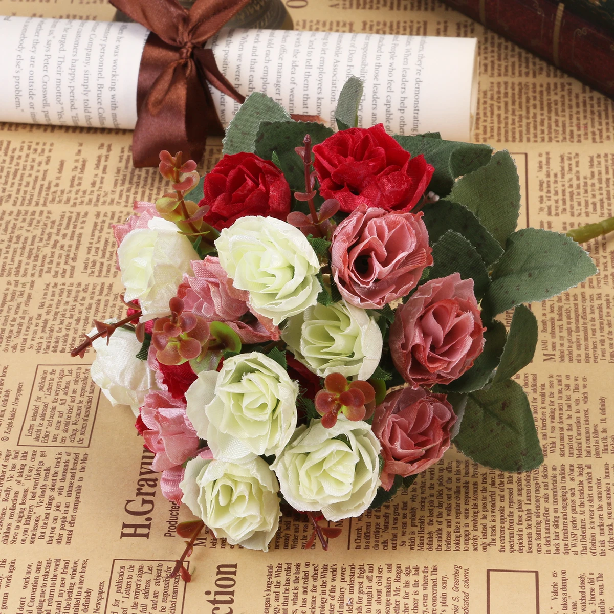 

Vintage Bright Red Fake Wedding Flower Flower Wedding Bouquet Bouquets Flowers Craft Simulation Flowers Projects