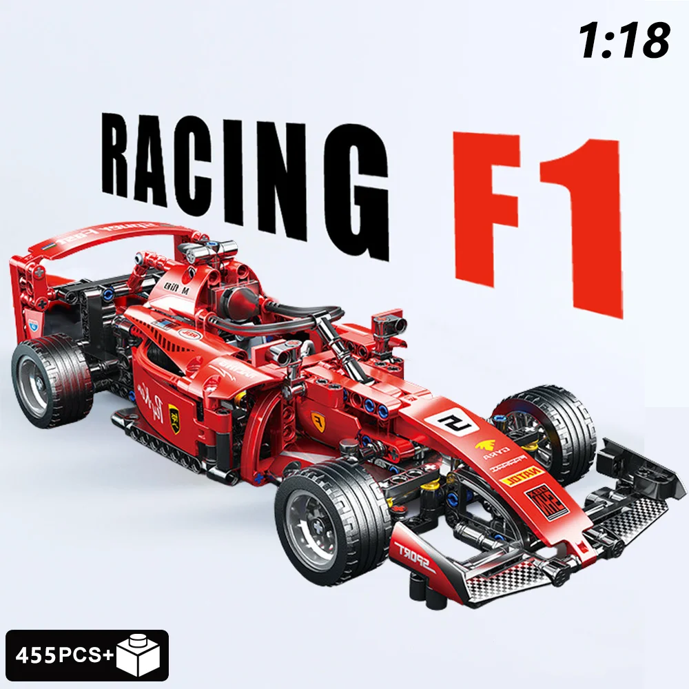 455PCS Building Blocks 1:18 F1 Formula Racing Technical Car Early Learning Development Benefits DIY Assembled Toy Children Gifts