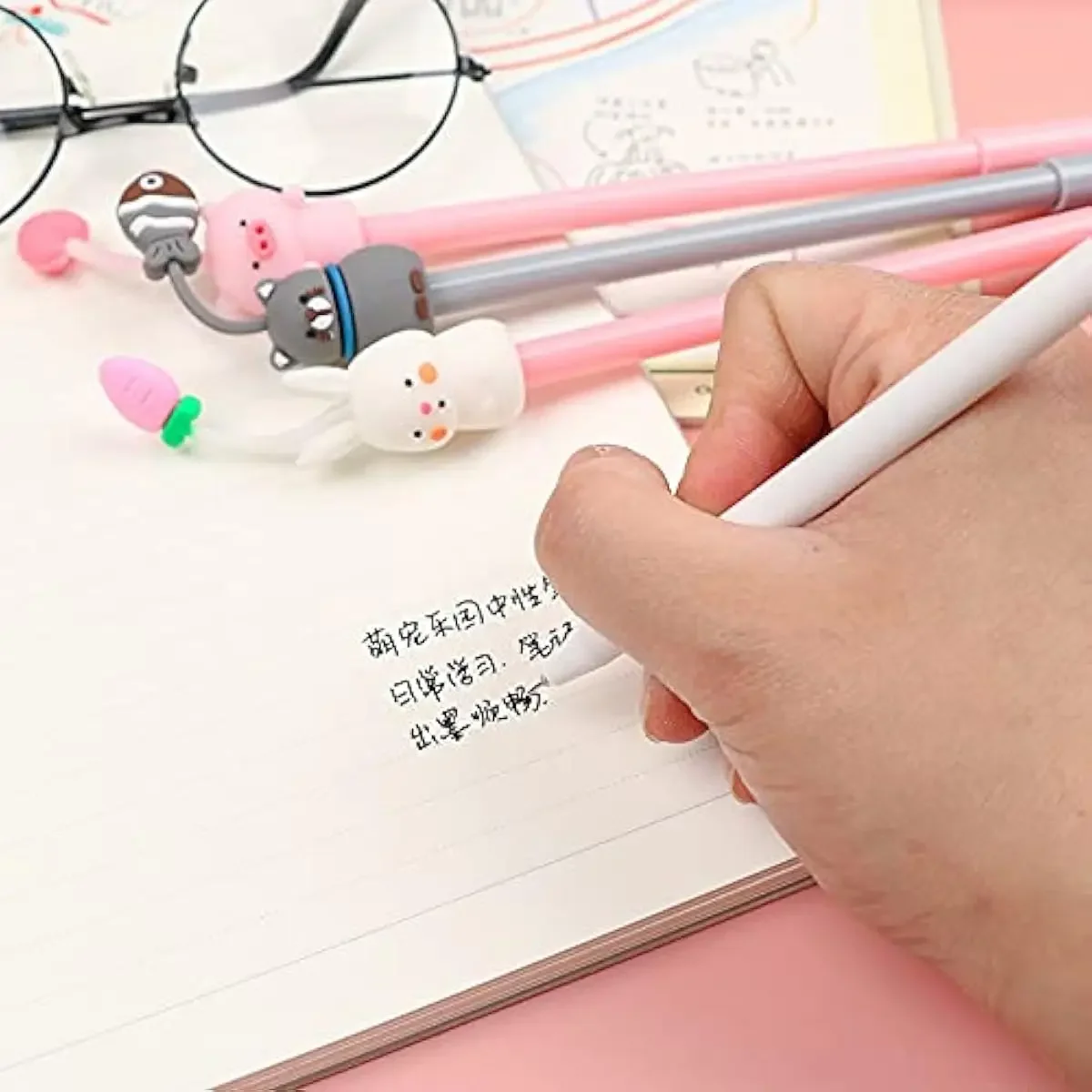 36 Pcs Cartoon Animal Gel Ink Pens Writing Neutral School Office Supplies Kids Gifts Ball Point Color Cat Pink Rabbit White Pig