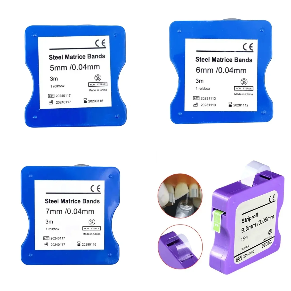 4Type Dental Stainless Steel Matrix Strips Resin Film Restoration Light Cured Resin Clear Matrix Bands Polishing Strip Material
