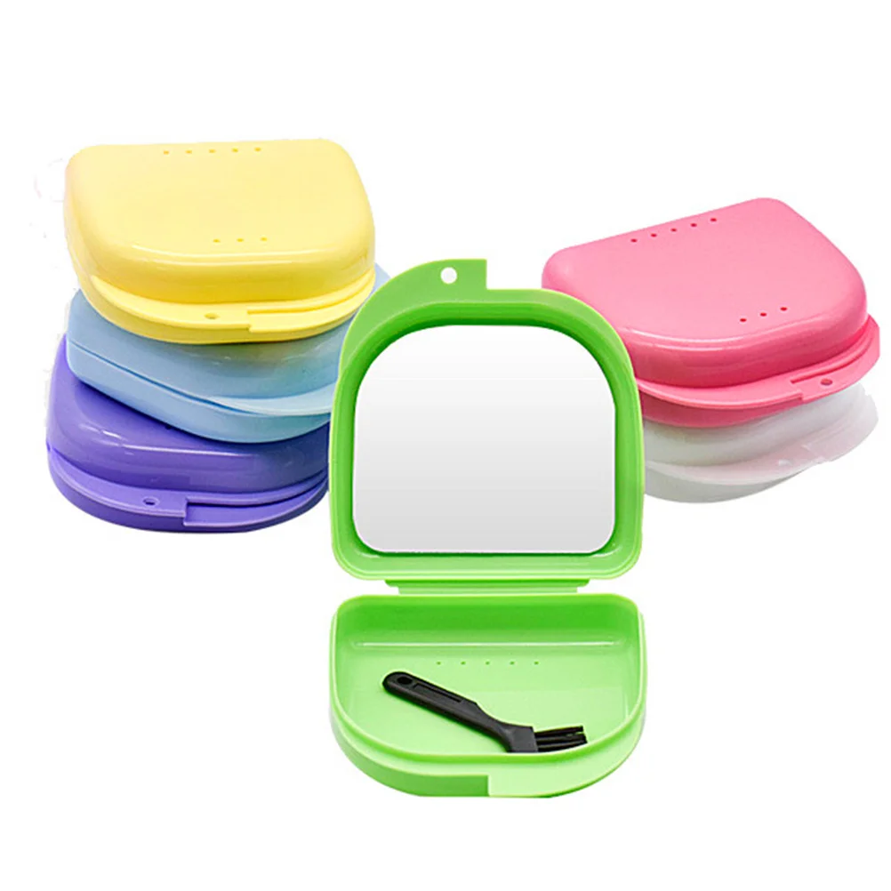 حاوية تخزين طقم الأسنان، صندوق حماية للفم، صغير محمول عديم الرائحة، قابل للتنفس، متين للسفر والمكتب المنزلي