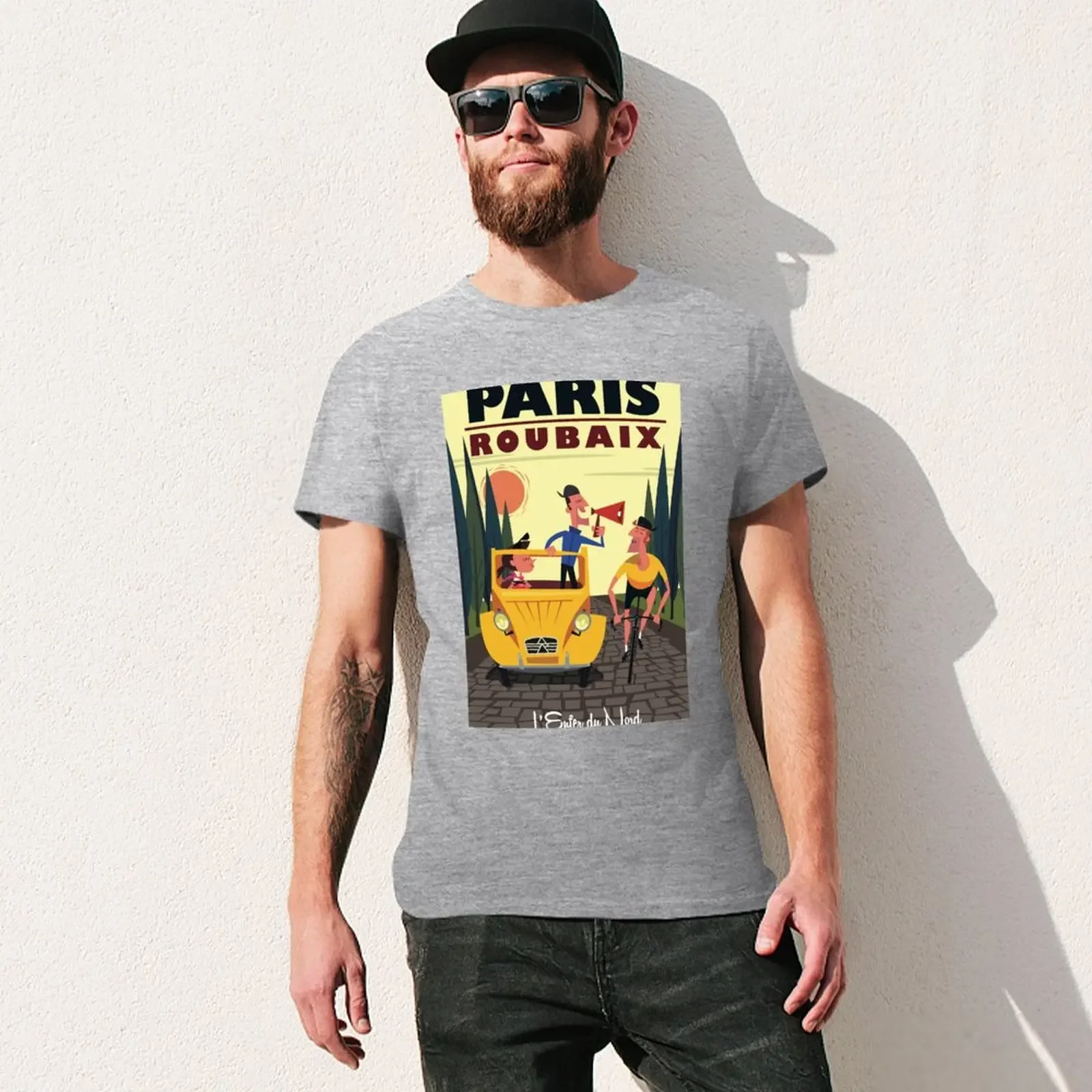 Paris-Roubaix poster T-shirt anime customizeds heavy weight t shirts for men