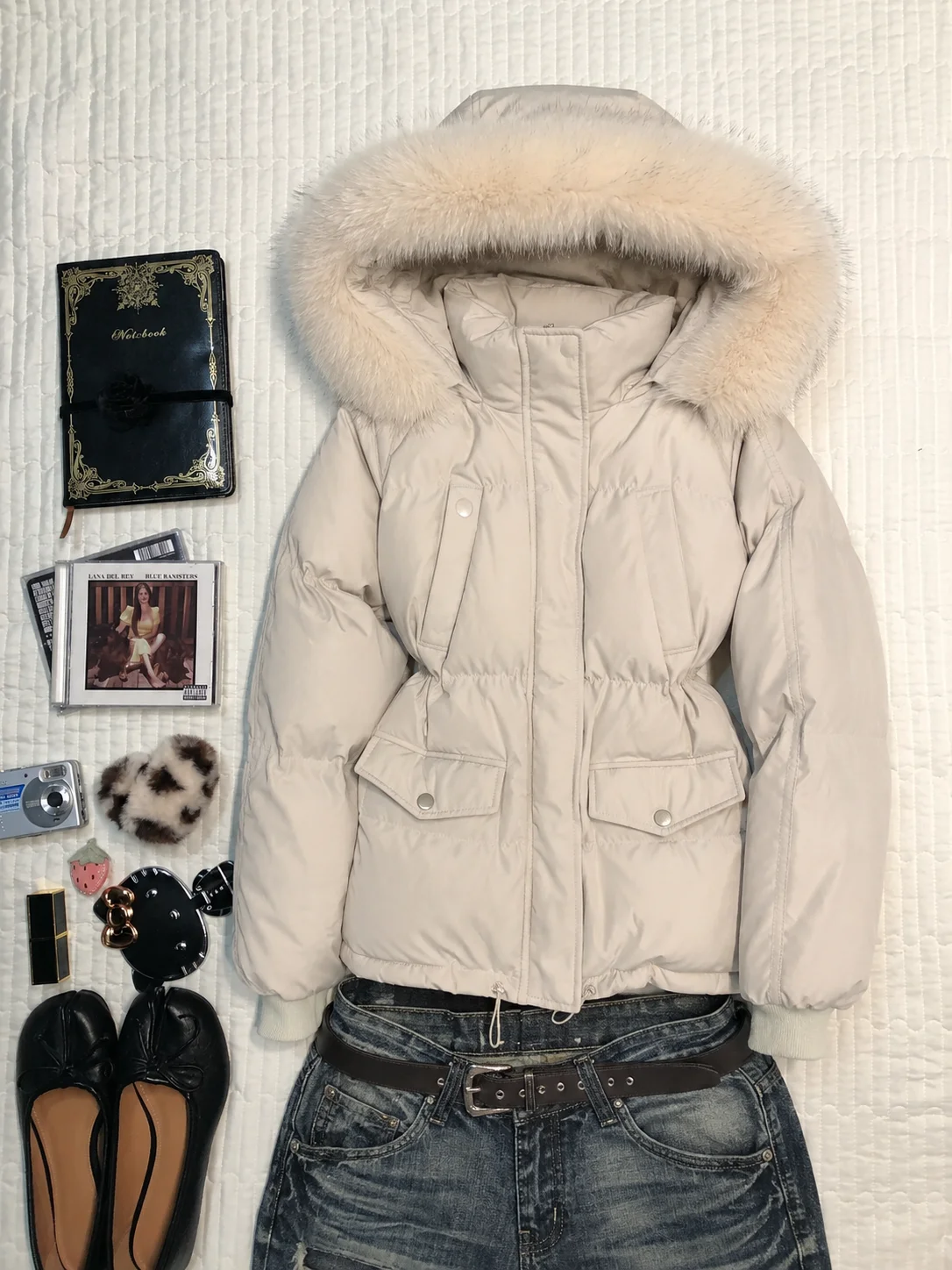 Korean Fashion Faux Fur Parkas Jackets Womens Y2K American Vintage Cotton‑padded Coats Autumn Retro Warm Casual Outwear Tops
