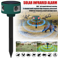 Solar Power Animal Repeller Infrared Motion Sensor Detector Ultrasonic Animal Dispeller Security Alarm 129dB Sound Flash Light