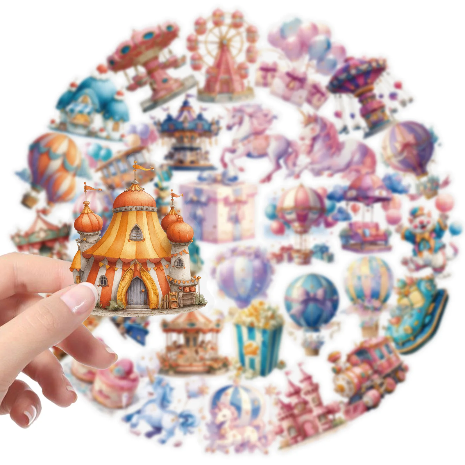 56PCS Fantasy Parco divertimenti Adesivi colorati Impermeabile Cartoon Graffiti Decorazione Fai da te Giocattoli per bambini Laptop Chitarra Bici Decalcomanie