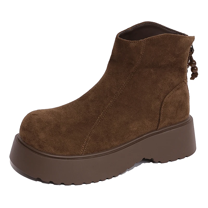 Flats Platform Women’s Ankle Boots Suede Cozy Casual Shoes Fashion Winter Woman Botas 2025 New Trend Brand Zapatillas De Mujer - view 6
