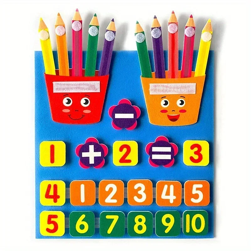 Jouets en forme de crayon pour enfants, 2 pièces, chiffres de doigts en feutre, jouet mathématique pour enfants, comptage, apprentissage précoce pour les enfants, développement des cadeaux de noël