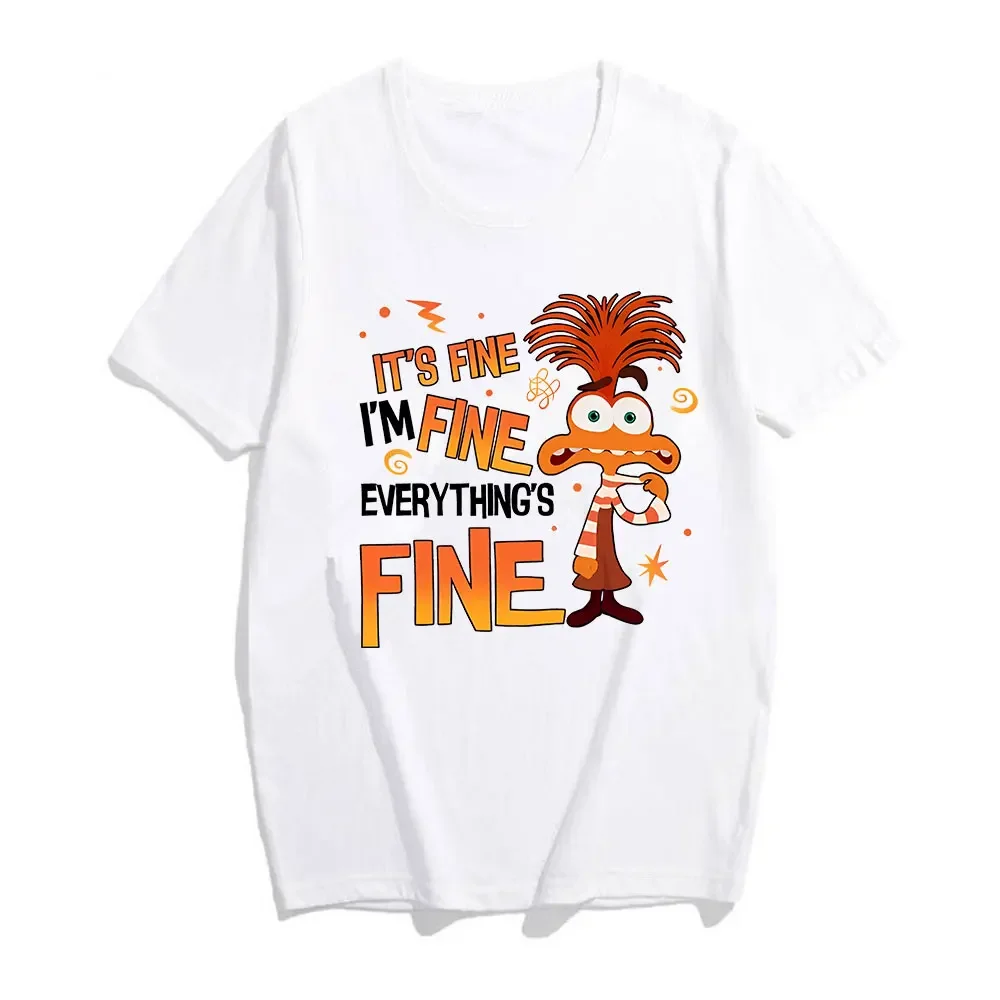 Woman T-Shirt Everything Is Fine Anxiety Inside Out Emotions Shirts Retro Mental Health Family Clothes Vacation Tee