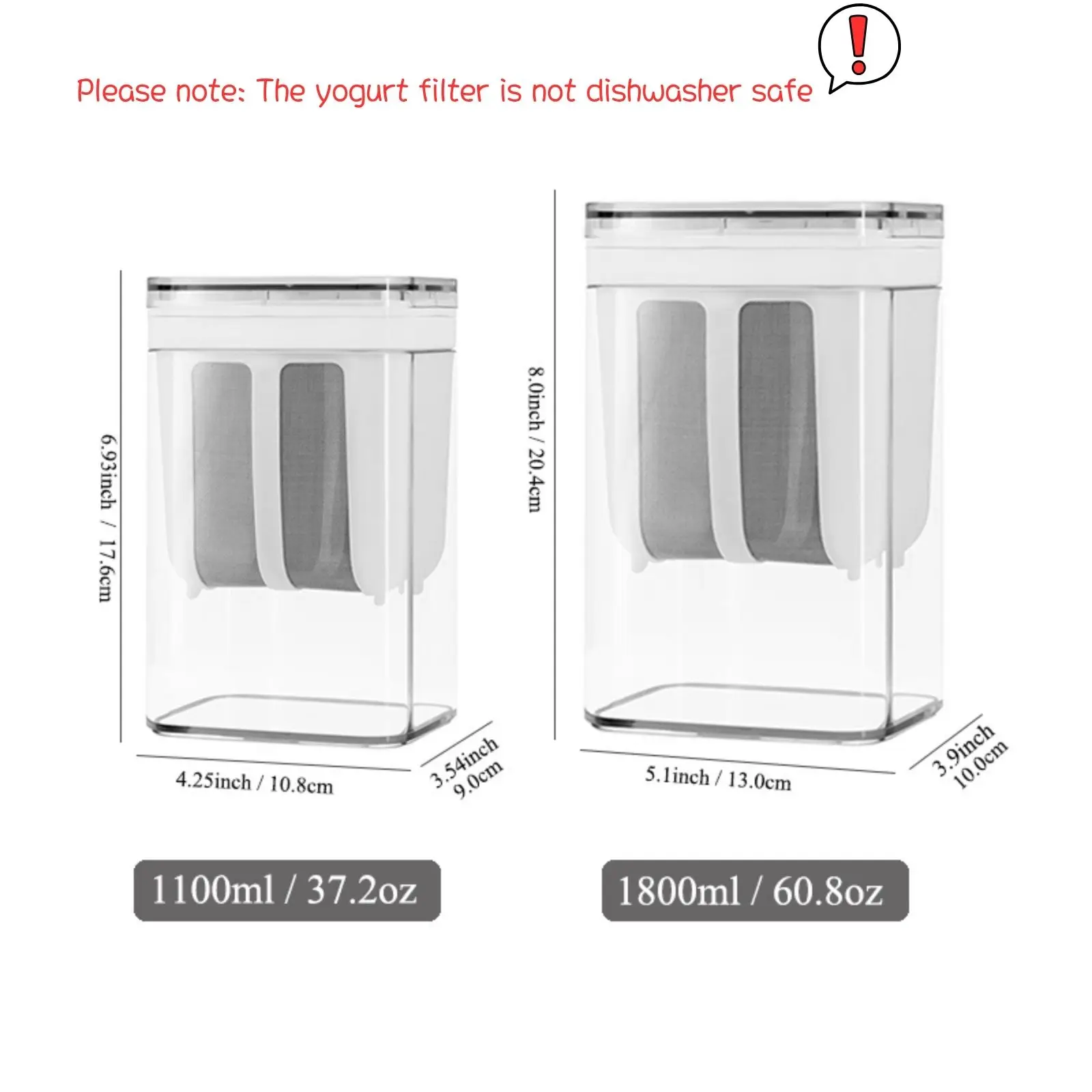 1100 مللي/1800 مللي فلتر الزبادي مصفاة الزبادي اليونانية الغذاء مصفاة تخزين الحاويات فصل مصل اللبن أدوات لوازم المطبخ