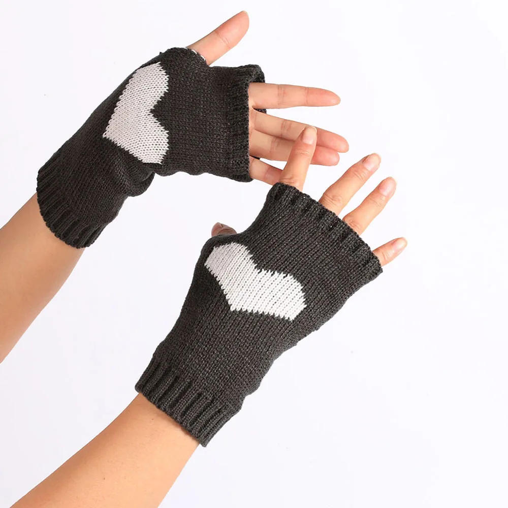 Arm Warmers for Women Hand Sleeves Sweat-Heart Wool Cuffs Cute Warm Gloves Love Knitted Autumn Winter Student Writing Sleeves