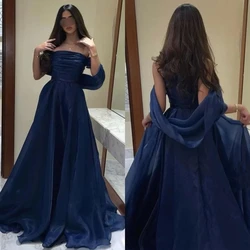 Customized  Simple   Sexy Casual  Off-the-shoulder Ball Gown Formal Ocassion Draped Shirred Floor Length Organza Evening