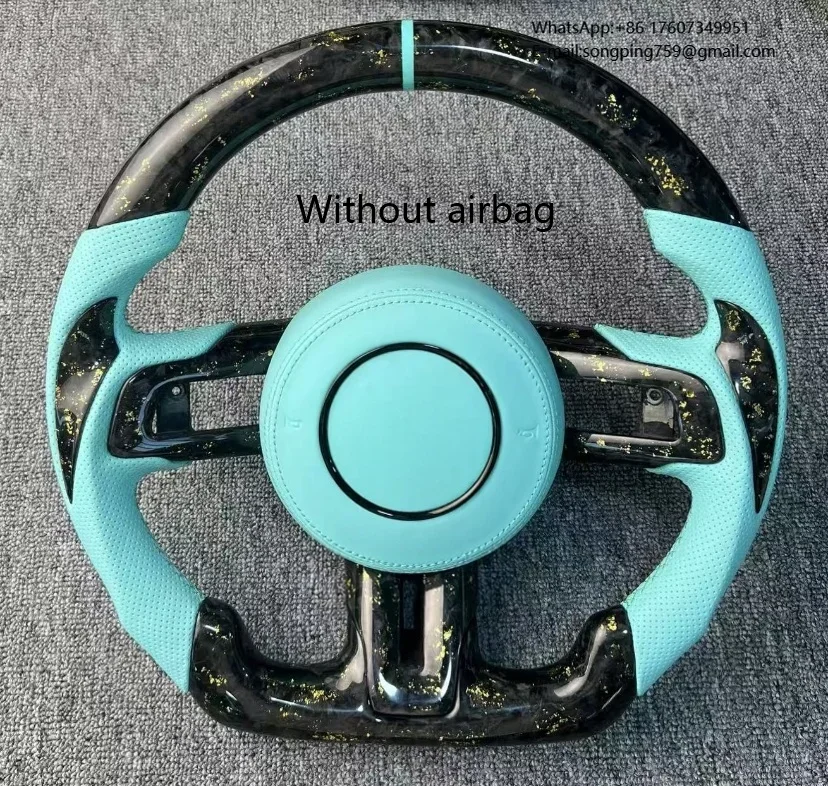 Custom Carbon Fiber Leather Steering Wheel for Ford Mustang