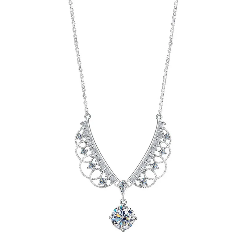 

ZFSILVER модный тренд, классический серебро 925 пробы, цвет D, муассанит, угол, крыло, V-образное ожерелье для подвесок, женские вечерние ювелирные изделия, подарок MS-2084