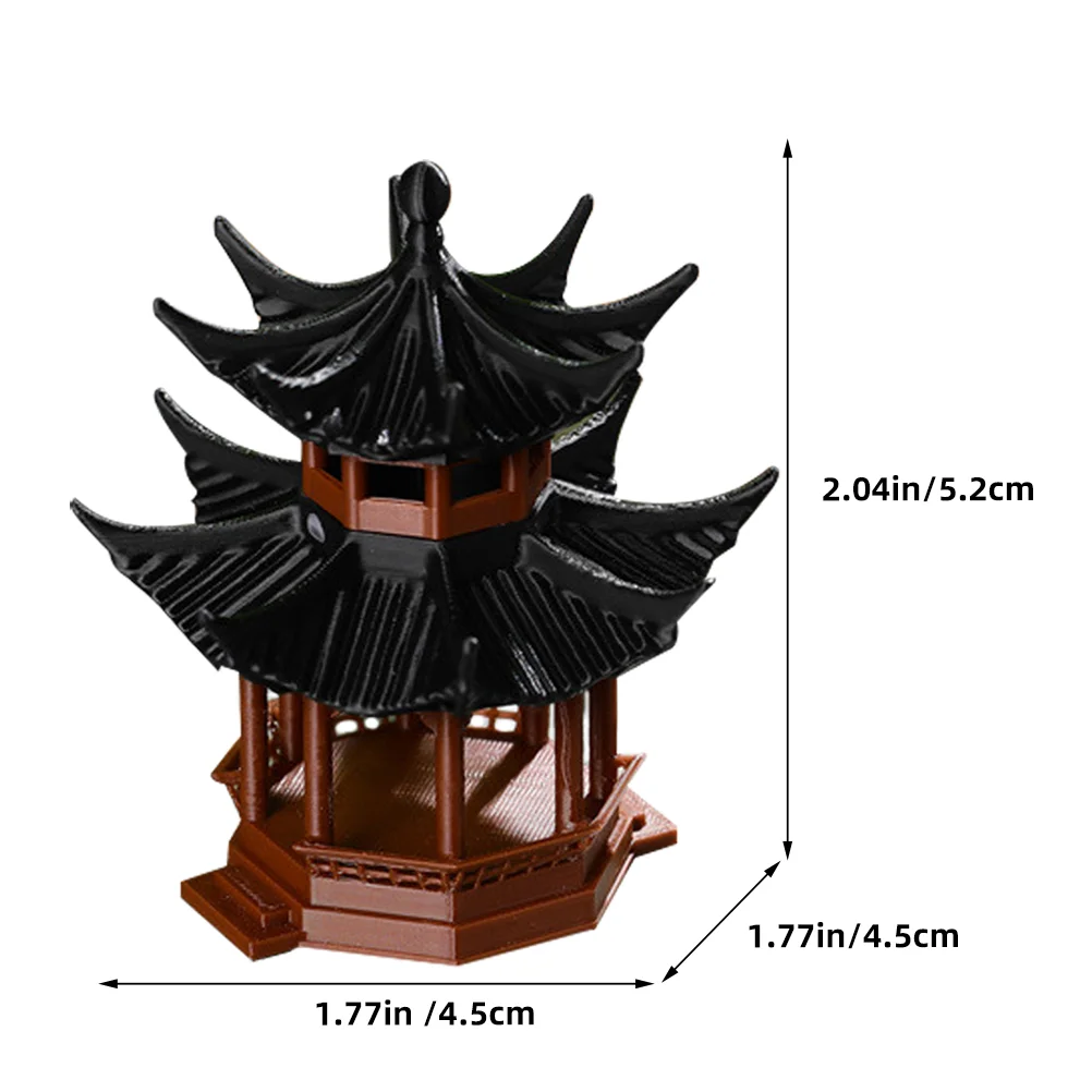 Bathroom Decorations Pavilion Metal Fish Tank Tabletop Ornament Model Pagoda Statue Outdoor Zen Garden Desktop