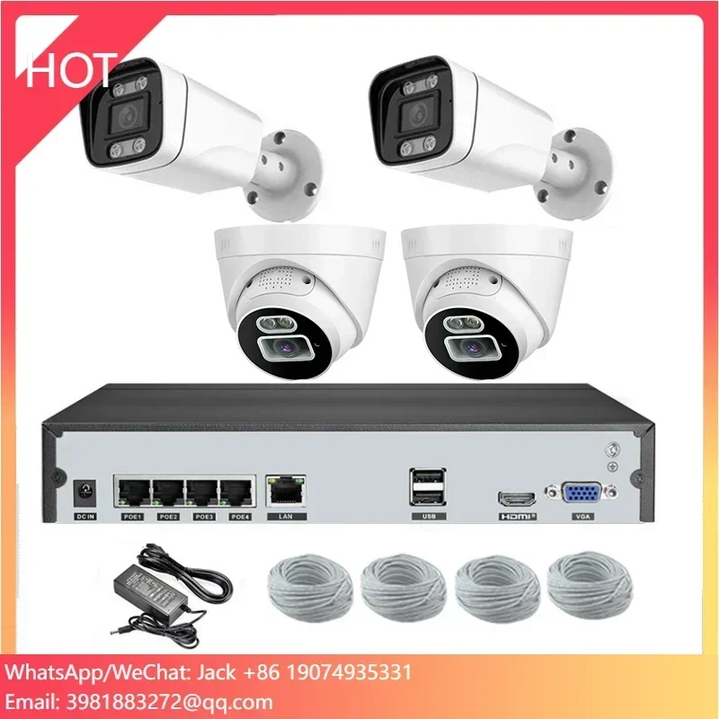 

Audio Recording Color Day and Night 4CH NVR Security System 4K 8MP POE Camera Kit