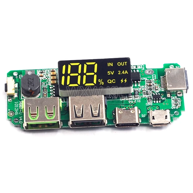 LED Dual USB 5V 2.4A Micro/Type-C USB Mobile Power Bank 18650 Charging Module Lithium Battery Charger Board Circuit Protection