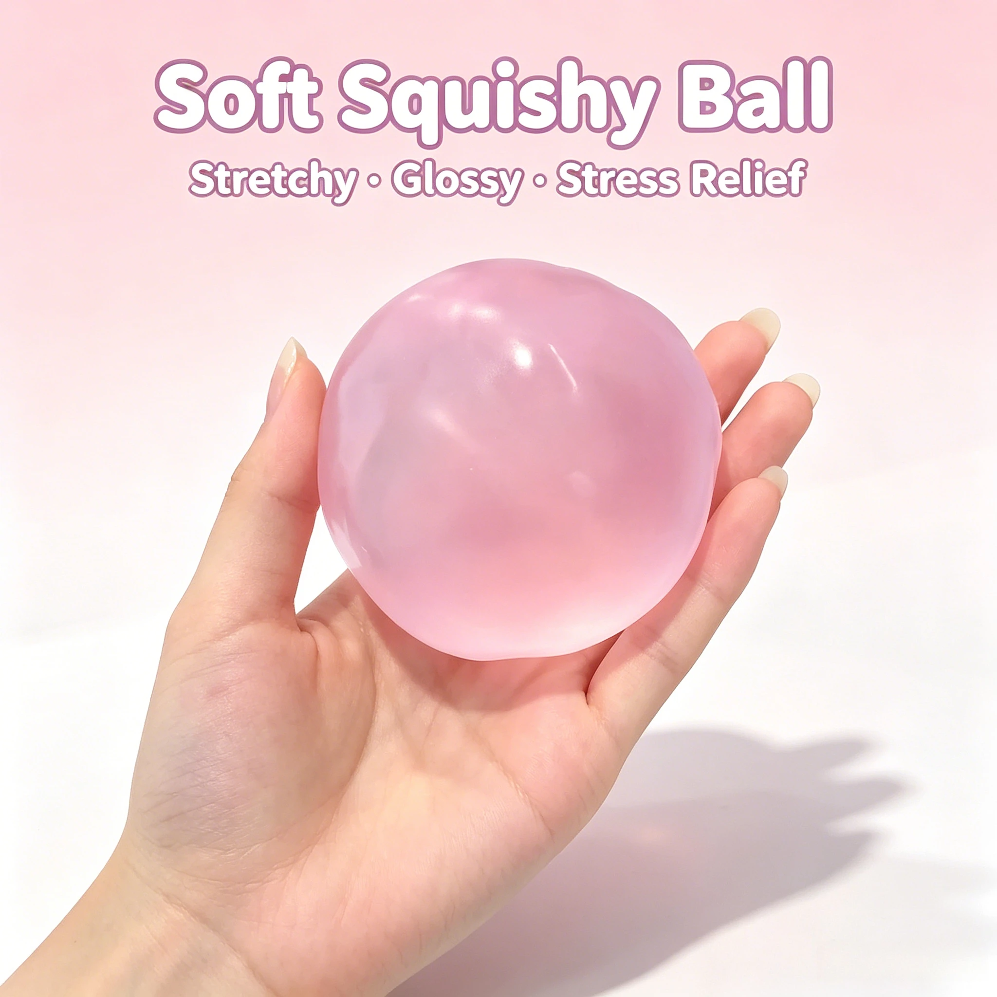 A  Blue Maltose Squishy Toy, Cute Mochi Anti Stress Fidget, Soft Simulated Transparent Ball Quick Rebound Decompression Toy