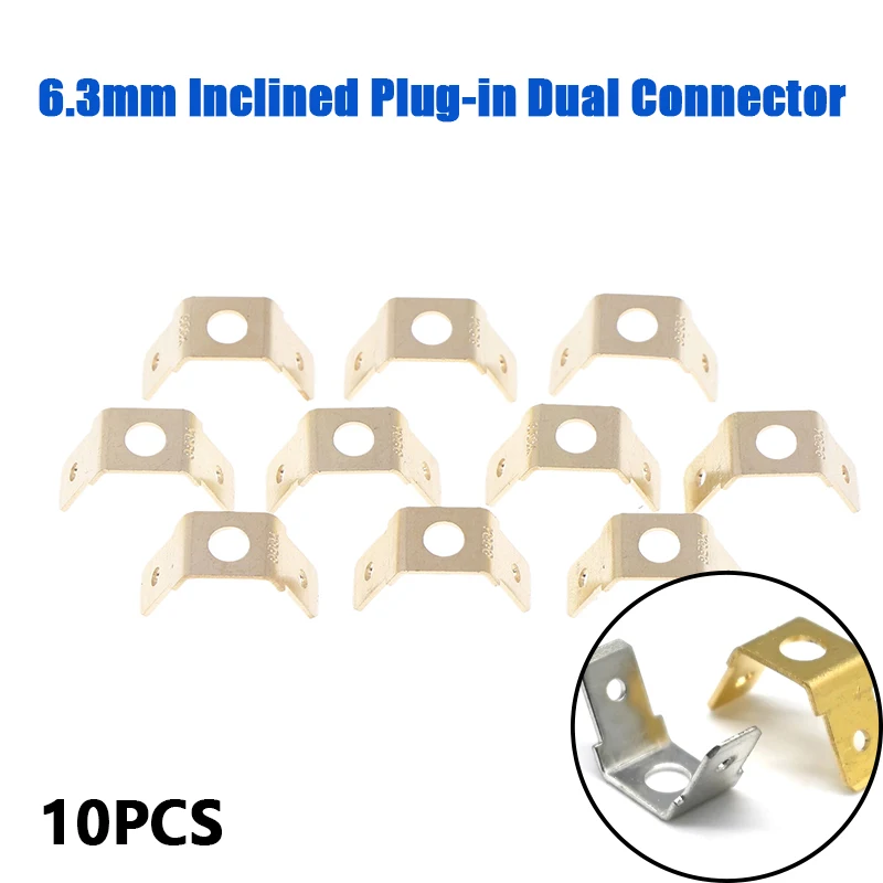 New 10 Pcs 6.3 MM Double Connector Bevel Inserts Bilateral Capacitance Connecting Terminal Right Angle DJ6126-C6.3