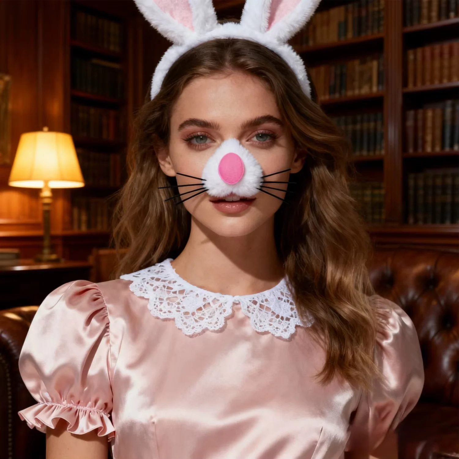 PESENAR Easter Festival costume Classic costume item Fur Rabbit nose can be worn on the nose