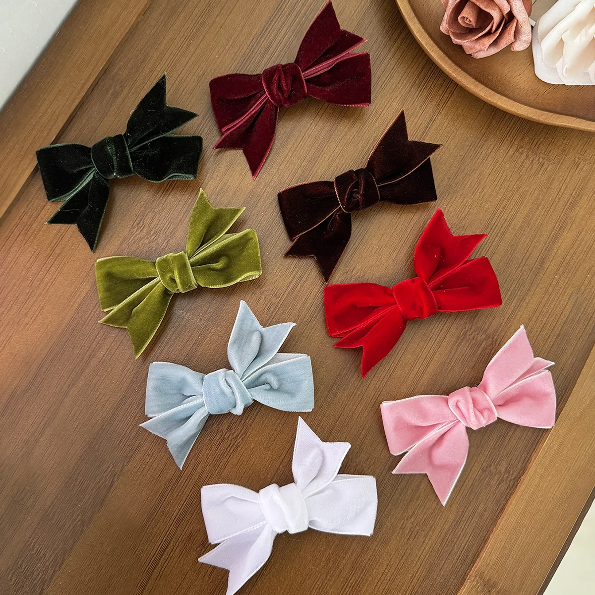 

48 PCS/Lot, 3.5" Velvet Swallow Tail Bow Hair Clips