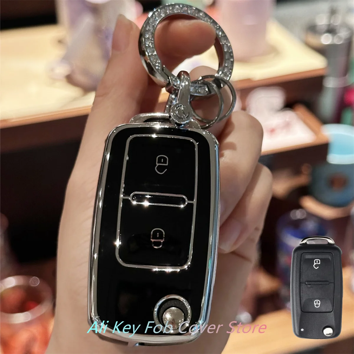 مفتاح فوب غطاء كيرينغ المفاتيح الحبل لشركة فولكس فاجن MK4 بورا جولف 4 5 6 باسات بولو بورا توران #4