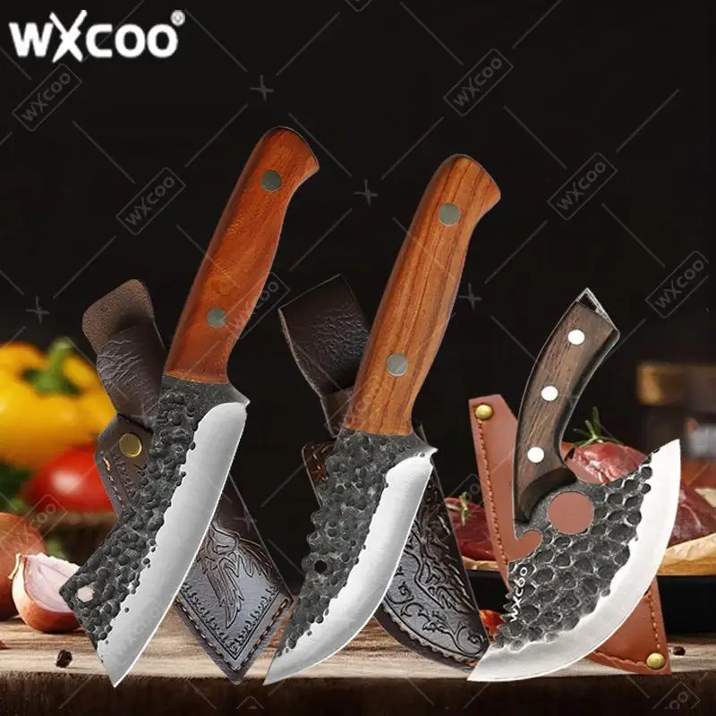 

Multifunctional Kitchen Knives Bottle Opener Knife Stainless Steel Forged Butcher Knife with Sheath Sharp Fruit Meat Cleaver
