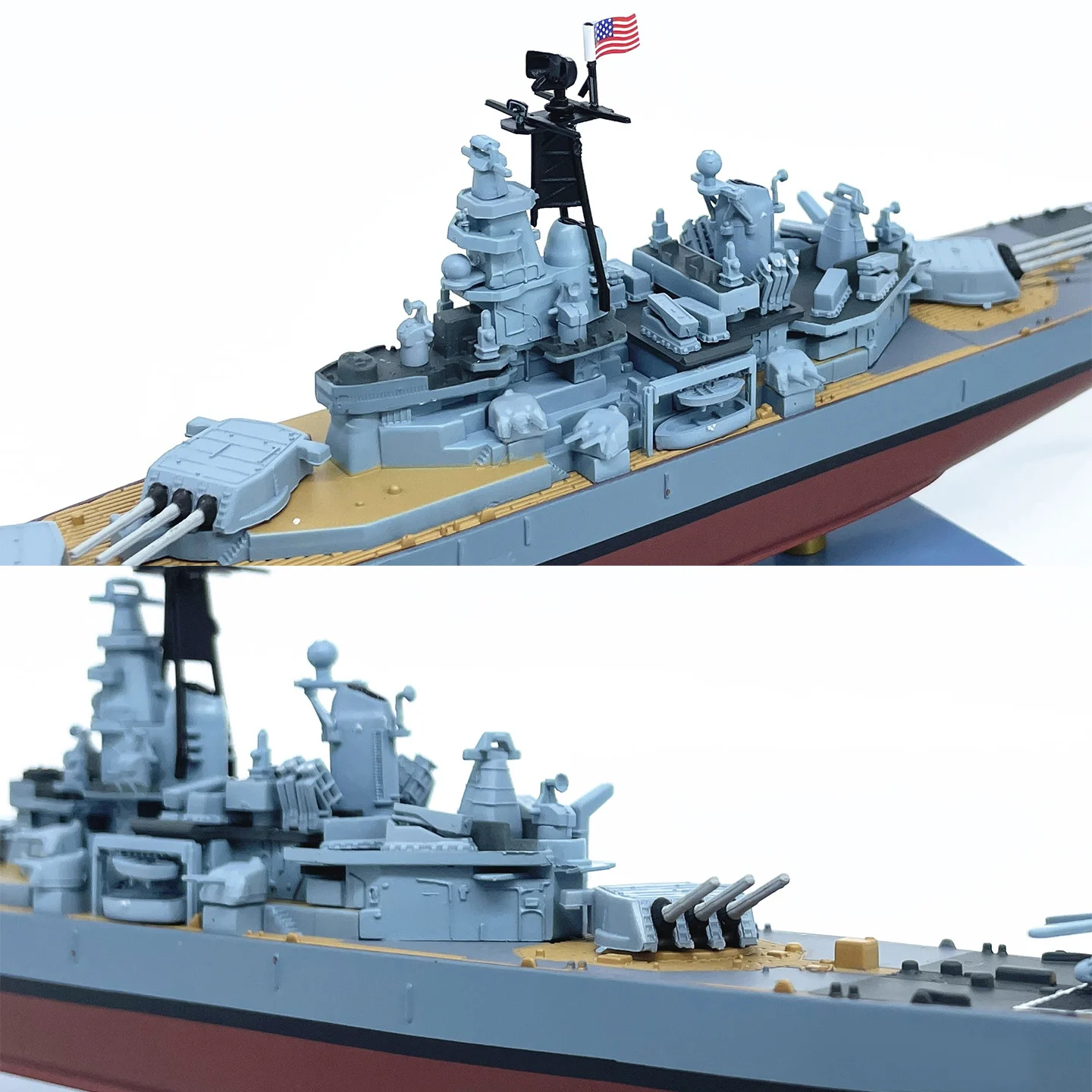 1: 1000 navio de guerra dos EUA da Nova Jersey (1991 versão modificada) modelo estático com acabamento em liga de casco
