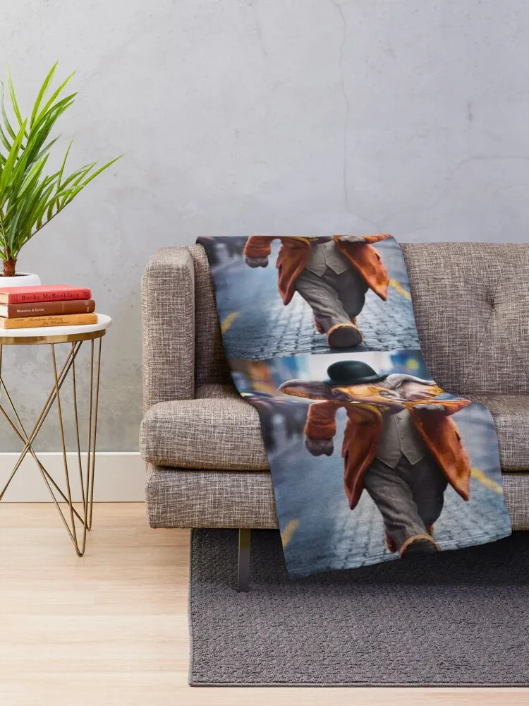 Elephant Portrait. anthropomorphic elephant, elephant character Throw Blanket Flannel valentine gift ideas Blankets