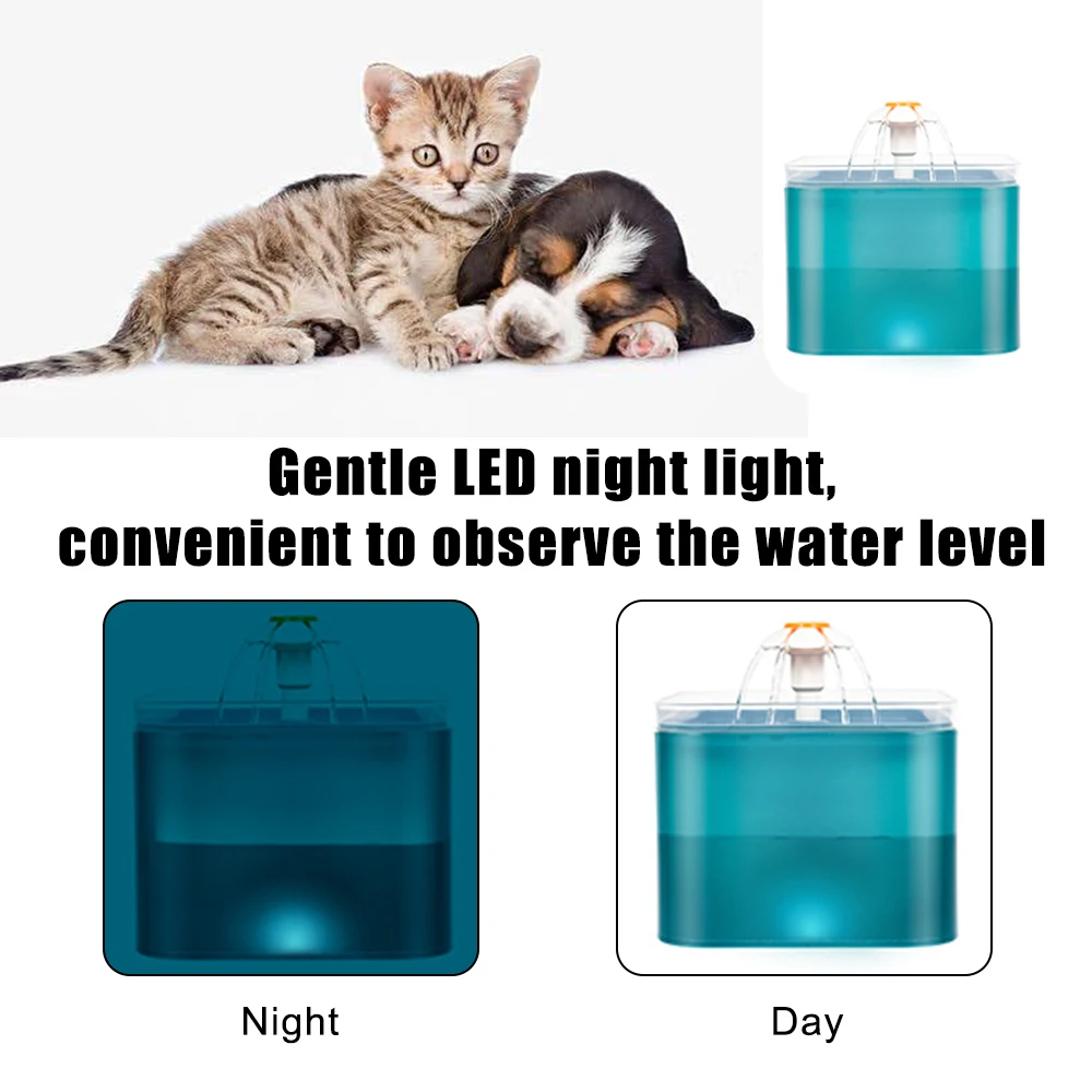 Pet Water Dispenser with Recirculate Filtring USB Charging Cat Drinking Fountain for Clean Water Automatic with LED Lighting