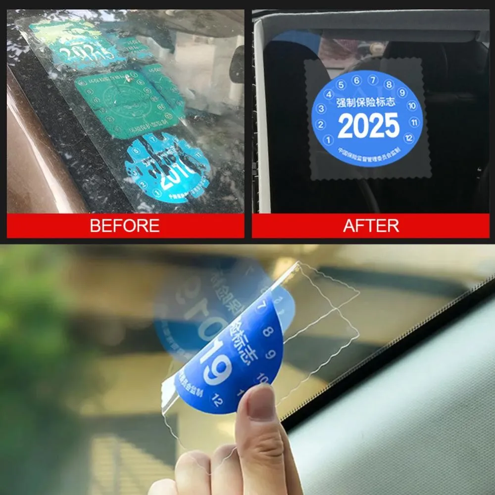 3Pcs Car Windshield Electrostatic Sticker Transparent Static Cling for Annual Inspection Insurance Label Auto Windshield Accesso