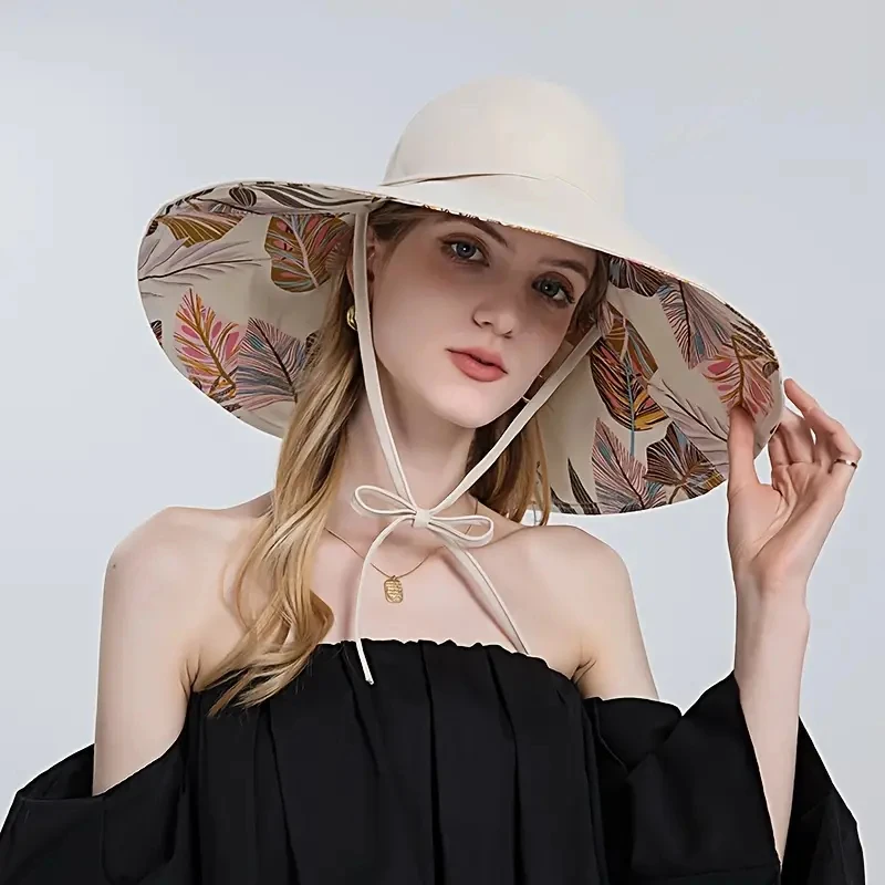 Women  Wide Brim Sun Hats Metal Wired Edge Summer UV Protection Boho Hat for Beach Hiking Garden Travel