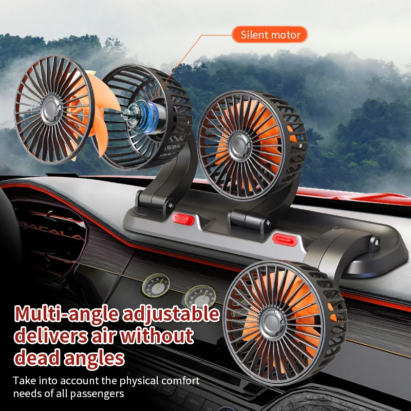 Car Fan with dual USB&cigarette lighter power options,built-in fragrance pad slot spreads gentle scent and purifies car air